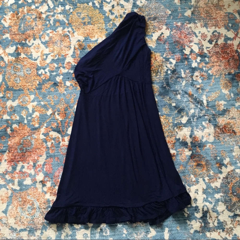One Shoulder Dress with Ruffle Detail - Picture 2 of 2
